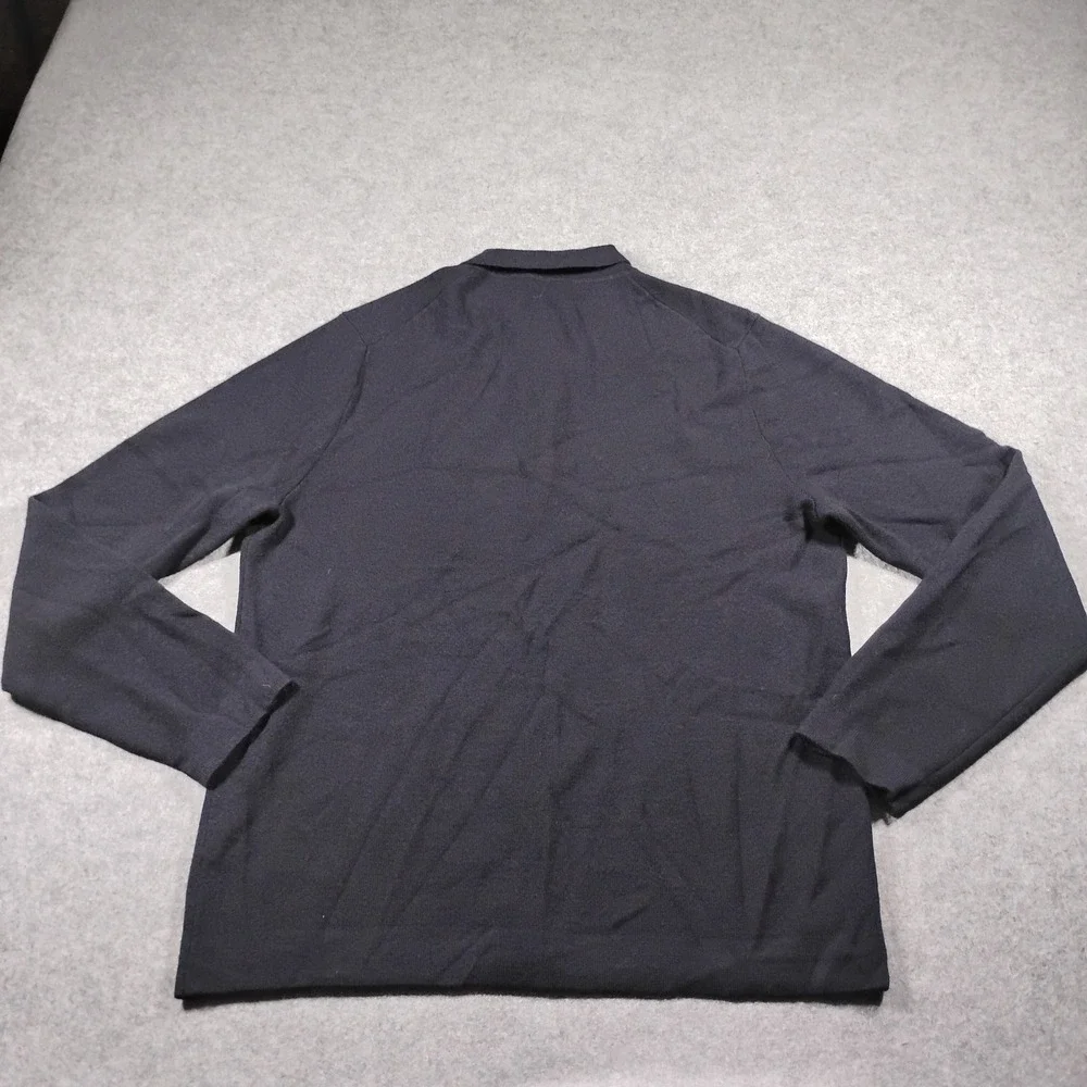 Vince Men's Navy Blue 100% Merino Wool Button Down Knit Shirt Jacket Large